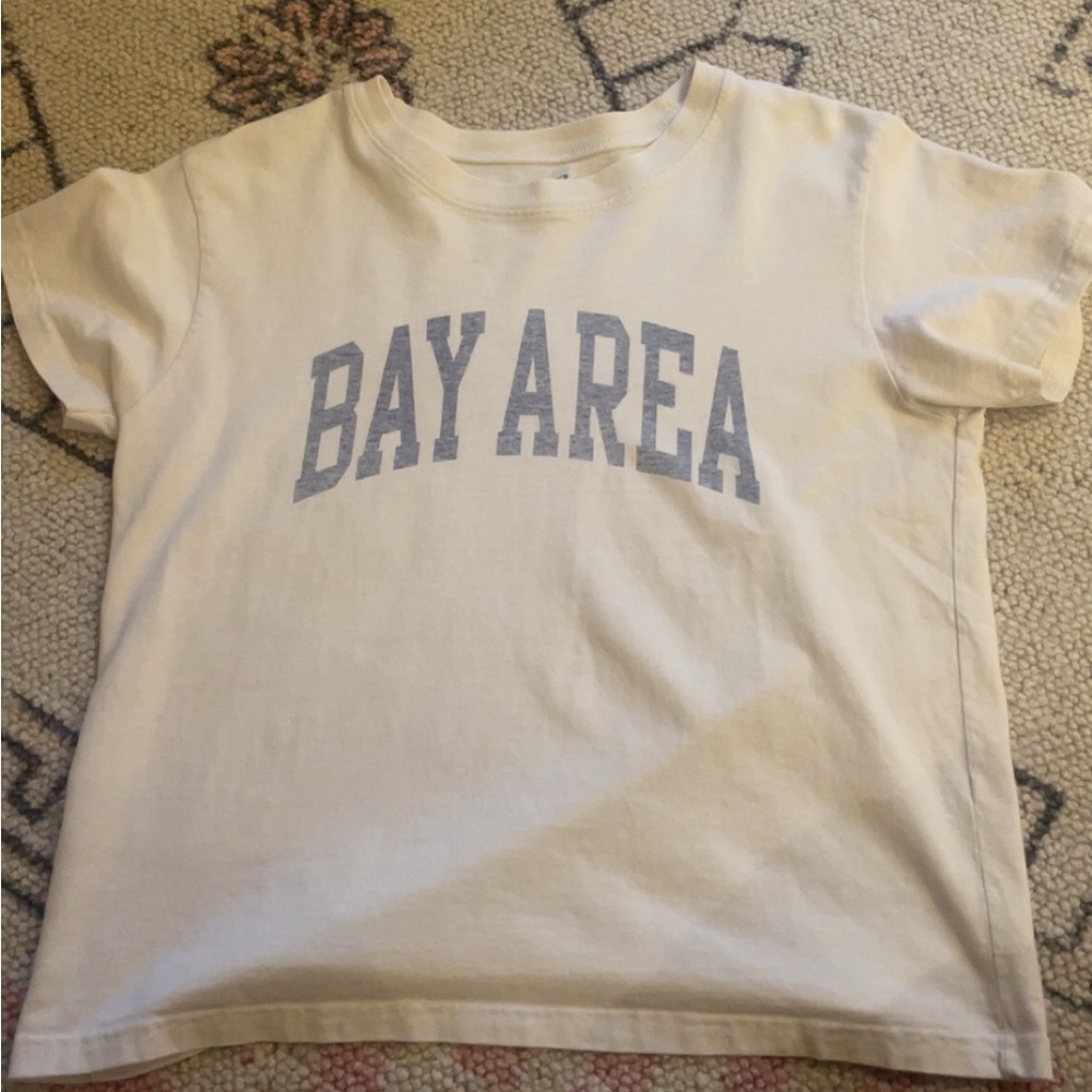 Brandy Melville Cream Gray Bay Area Short Sleeve Tee